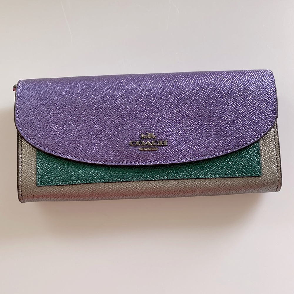 NWT Coach Metallic Colorblock Slim Envelope Wallet